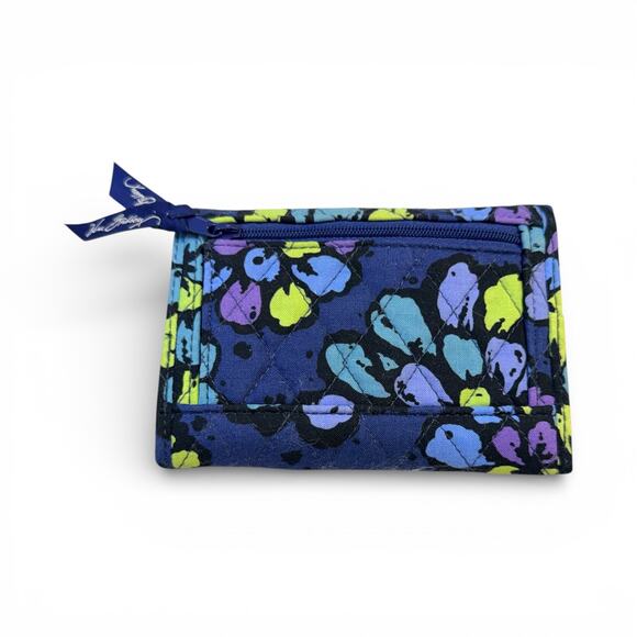 Vera Bradley Indigo Pop Euro Tri-Fold Wallet Quilted Floral Cotton Blue - Picture 3 of 6